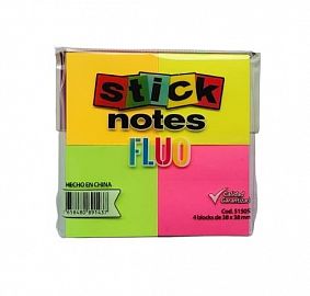 NOTAS ADHES 515052  4 FLUO PIEZAS 76X76