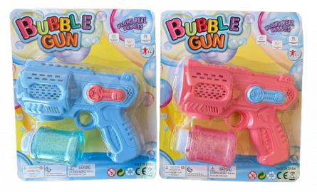 BURBUJERO PISTOLA ROSA Y CELESTE GRANDE